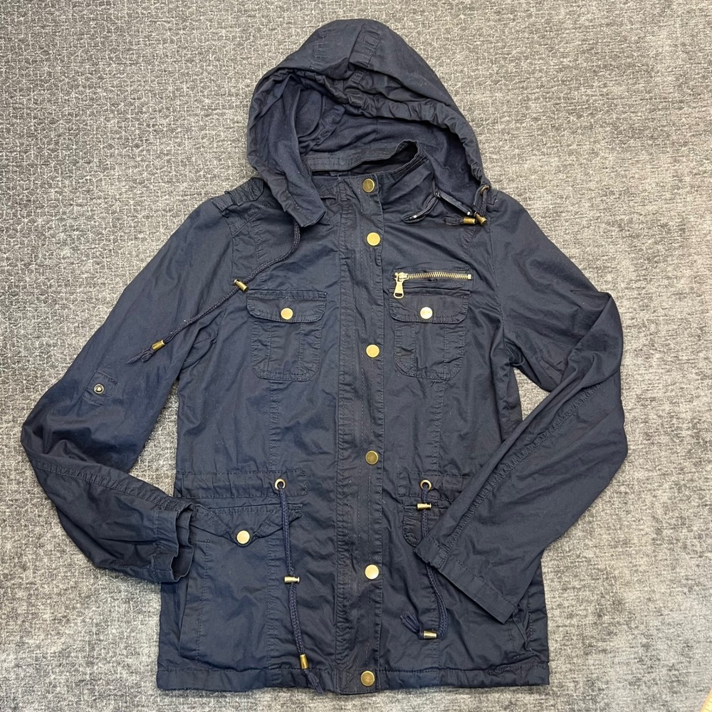 Snobbish Collection Navy Blue‎ Hooded Utility Jacket Women Size S